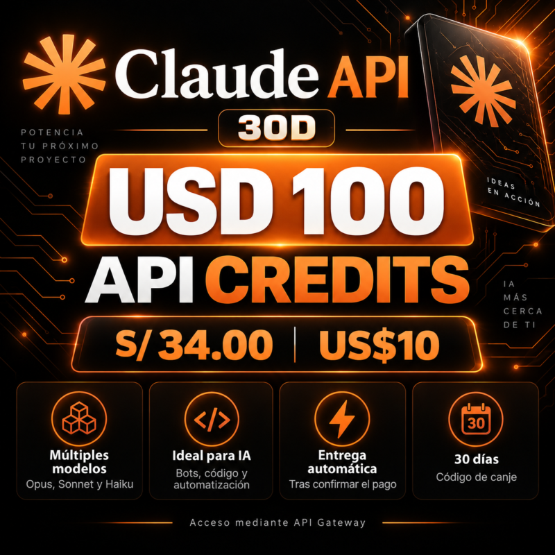 Claude API – US$100 en Créditos por 30 Días