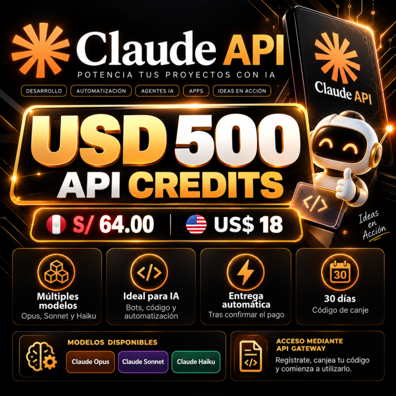 Claude API – USD 500 en Créditos