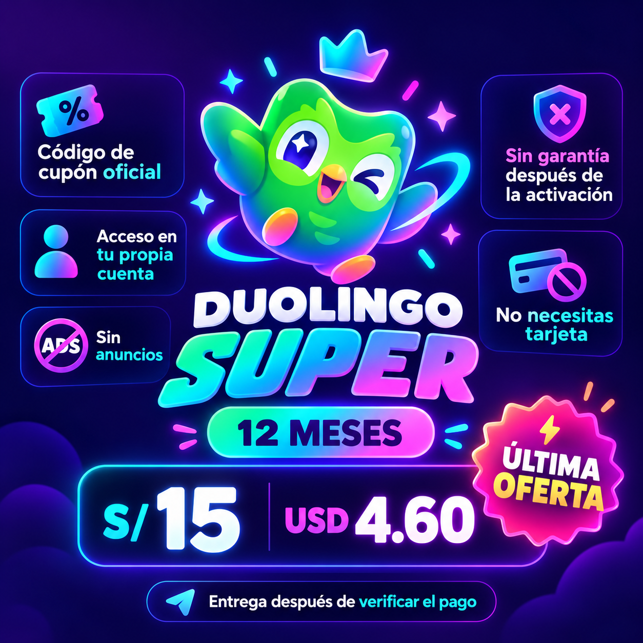 Duolingo Super - 12 Meses - Imagen 2